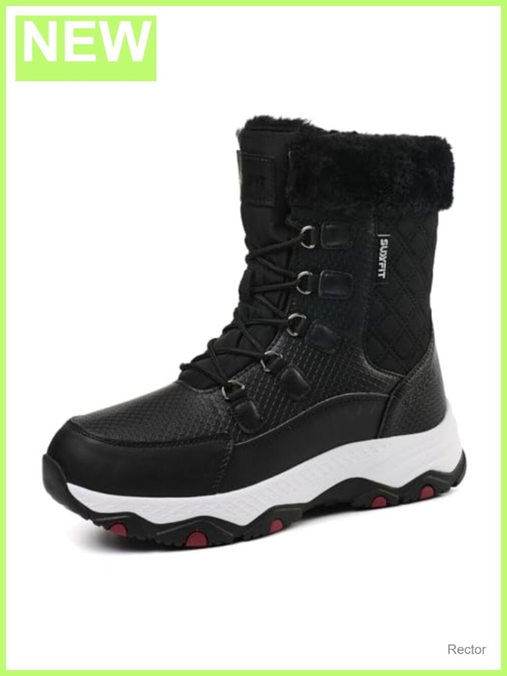 Waterproof Mid-Calf Snow Boots for Women Fur Lined Non-Slip Winter Hiking Bootie